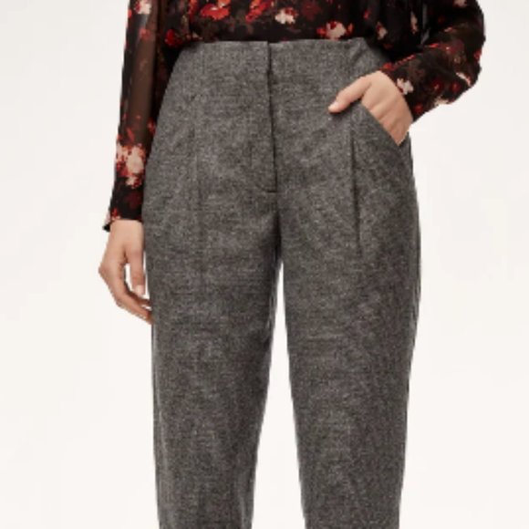 Aritzia Pants - Aritzia - Wilfred - Chambery Mid-Rise Cropped Pleated Pant Grey Size 10